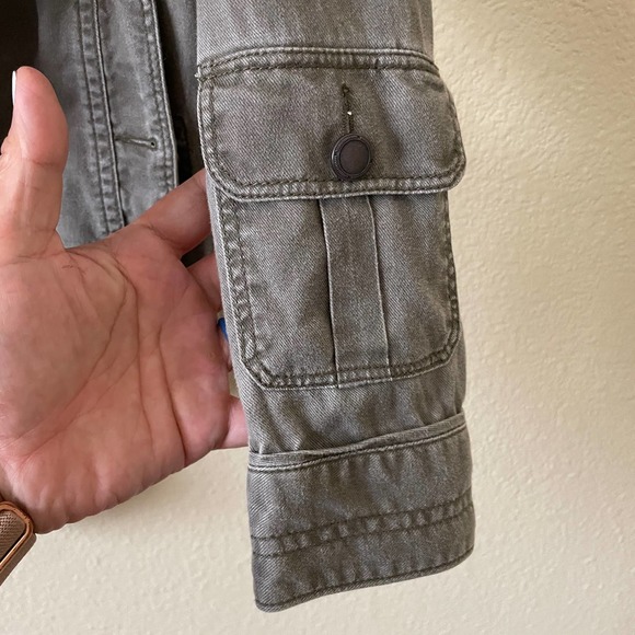 Anthropologie Hei Hei layered olive & gray utility jacket lagenlook - Picture 6 of 9